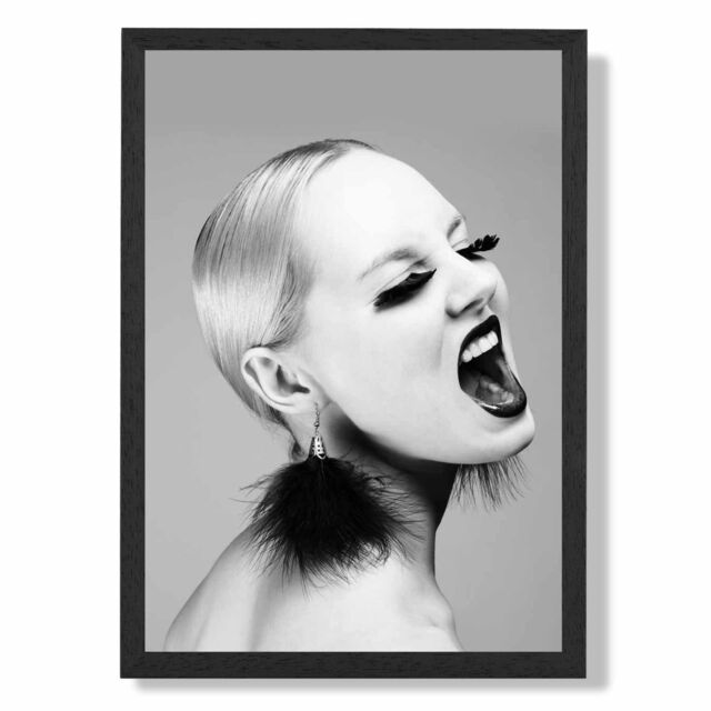 ARTZE Woman with Attitude Fashion Black & White Photo Framed Print SIZE: A2 with Black Frame - Size: A3 - image 1