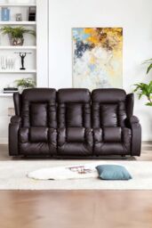 More4Homes Caesar 3 Seater Manual High Back Bonded Leather Recliner Sofa in Brown - thumbnail 6