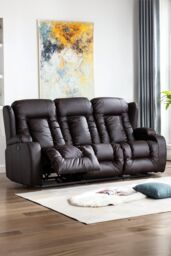 More4Homes Caesar 3 Seater Manual High Back Bonded Leather Recliner Sofa in Brown