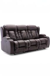 More4Homes Caesar 3 Seater Manual High Back Bonded Leather Recliner Sofa in Brown - thumbnail 2
