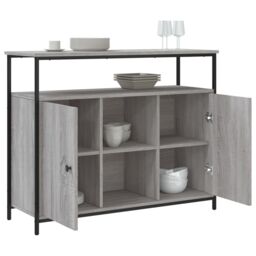 Berkfield Home Sideboard Grey Sonoma 100x35x80 cm Engineered Wood - Size: 100 x 35 x 80 cm - thumbnail 4