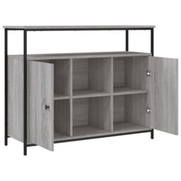 Berkfield Home Sideboard Grey Sonoma 100x35x80 cm Engineered Wood - Size: 100 x 35 x 80 cm - thumbnail 5