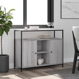 Berkfield Home Sideboard Grey Sonoma 100x35x80 cm Engineered Wood - Size: 100 x 35 x 80 cm - thumbnail 1