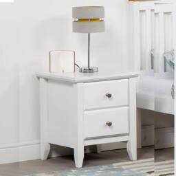 Amani Modern Satin White Nightstand - 2 Drawer Compact Side Table - Size: 1 Pack - thumbnail 4