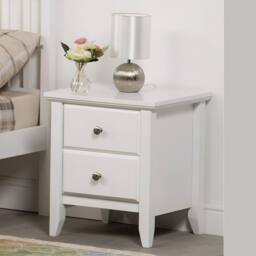 Amani Modern Satin White Nightstand - 2 Drawer Compact Side Table - Size: 1 Pack - thumbnail 3