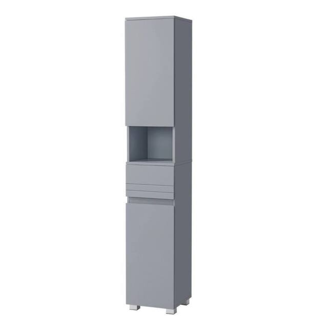 KORVIXA Grey Bathroom Cabinet, Slim Storage Cabinet - Size: W600mm x H750mm - image 1