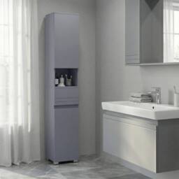 KORVIXA Grey Bathroom Cabinet, Slim Storage Cabinet - Size: W600mm x H750mm - thumbnail 3