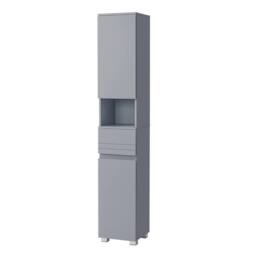 KORVIXA Grey Bathroom Cabinet, Slim Storage Cabinet - Size: W600mm x H750mm