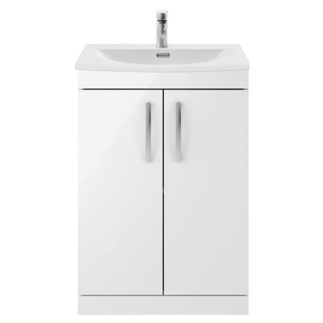 Balterley Millwich Contemporary 2 Door Vanity Basin Unit, Gloss White, 600mm in White - image 1