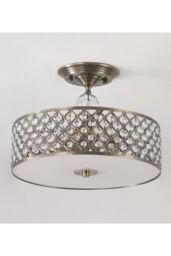 Harper Living Semi Flush Ceiling Light Drum with decorative Crystals in Light Bronze - thumbnail 2
