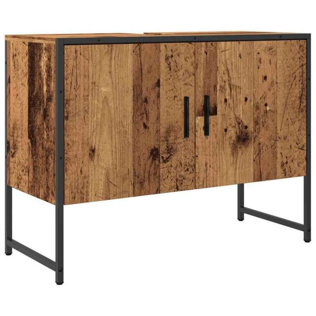 Berkfield Home Bathroom Sink Cabinet Old Wood 80x33x60 cm Engineered Wood in Brown - Size: 80 x 33 x 60 cm - image 1