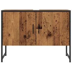 Berkfield Home Bathroom Sink Cabinet Old Wood 80x33x60 cm Engineered Wood in Brown - Size: 80 x 33 x 60 cm - thumbnail 4
