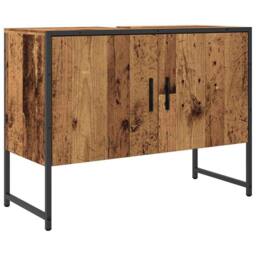 Berkfield Home Bathroom Sink Cabinet Old Wood 80x33x60 cm Engineered Wood in Brown - Size: 80 x 33 x 60 cm