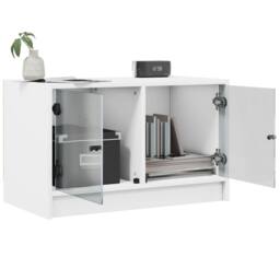 Berkfield Home TV Cabinet with Glass Doors White 68x37x42 cm - Size: 68 x 37 x 42 cm - thumbnail 5