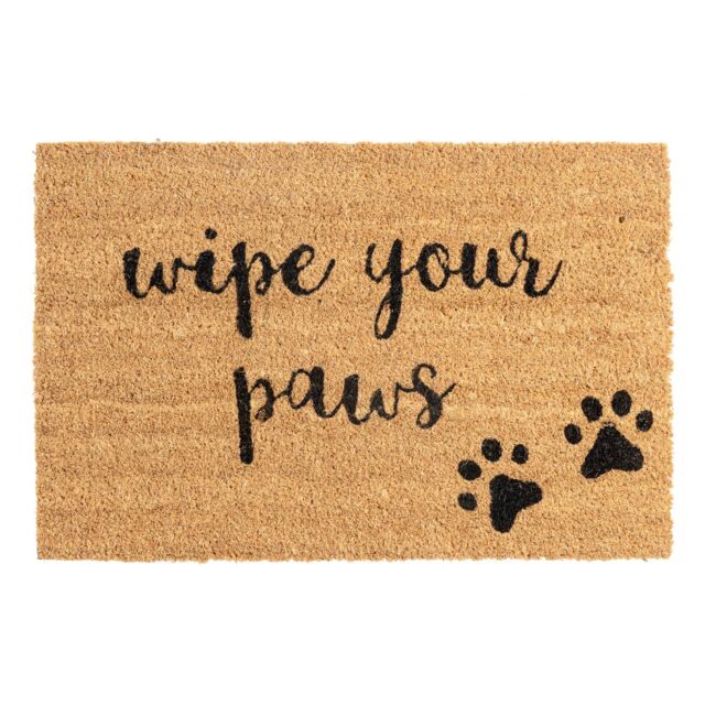 Nicola Spring Coir Door Mat - 60 x 40cm - Paws - Size: 40 cm x 60 cm - image 1