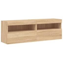 Berkfield Home Versatile 8 Piece TV Wall Cabinet Set with LED Lights Sonoma Oak in Tan - thumbnail 9