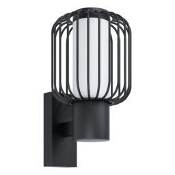Loops IP44 Outdoor Wall Light Black Zinc Steel Cage 1 x 28W E27 Bulb Porch Lamp