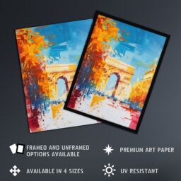 Artery8 Arc De Triomphe Paris Champs Elysees Abstract Framed Art Print in Blue - Size: A4 - thumbnail 2