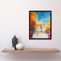Artery8 Arc De Triomphe Paris Champs Elysees Abstract Framed Art Print in Blue - Size: A4 - thumbnail 4