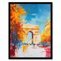 Artery8 Arc De Triomphe Paris Champs Elysees Abstract Framed Art Print in Blue - Size: A4 - thumbnail 1