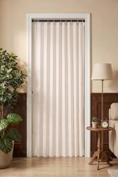 Living and Home 1 Panel Faux Linen Pleated Folding Curtain for Door/Window in Beige - Size: 140 cm width x 229 cm drop - thumbnail 4