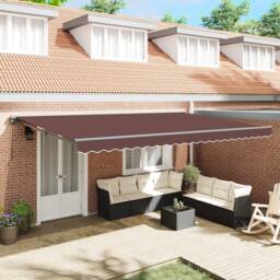 Berkfield Home Retractable Awning Manual Brown 500x300 cm - thumbnail 1