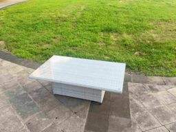 Fimous Rattan Outdoor Garden furniture Set Rising Table & 4 Chairs Set in Light Grey - thumbnail 4