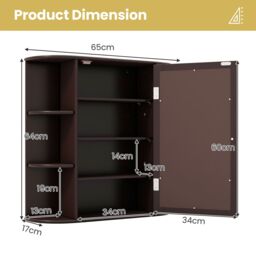 Gymax Mirrored Bathroom Cabinet Wooden Hanging Medicine Cabinet-Brown in Dark Brown - thumbnail 2