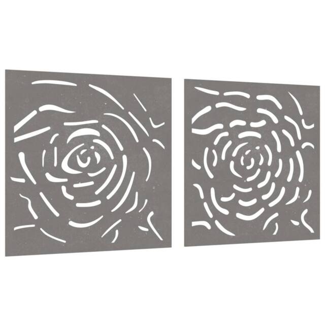 Berkfield Home Garden Wall Decorations 2 pcs 55x55 cm Corten Steel Rose Design in Brown - image 1