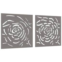 Berkfield Home Garden Wall Decorations 2 pcs 55x55 cm Corten Steel Rose Design in Brown