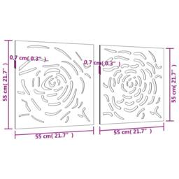 Berkfield Home Garden Wall Decorations 2 pcs 55x55 cm Corten Steel Rose Design in Brown - thumbnail 8