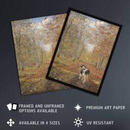 Artery8 Theodor Philipsen Calf on A Road in Dyrehaven Framed Wall Art Print - Size: A4 - thumbnail 2