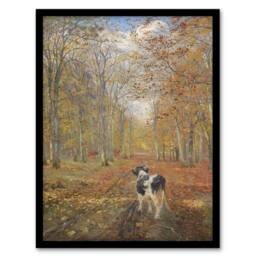 Artery8 Theodor Philipsen Calf on A Road in Dyrehaven Framed Wall Art Print - Size: A4 - thumbnail 1