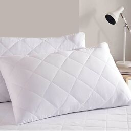 Gr8 Home Pair Of White Anti Allergy Pillow Protectors Quilted Pillowcases - Size: Standard Pillow Case - thumbnail 1