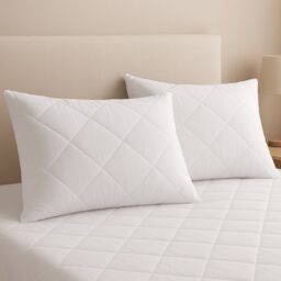 Gr8 Home Pair Of White Anti Allergy Pillow Protectors Quilted Pillowcases - Size: Standard Pillow Case - thumbnail 2