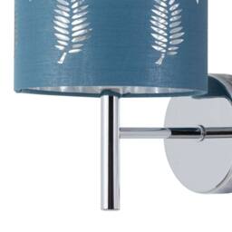First Choice Lighting Set of 2 Brea - Chrome Wall Lights with Teal Fern Shades in Silver - thumbnail 3