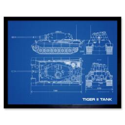 "Artery8 Tiger II Panzerkampfwagen Heavy Tank Blue Plan 12x16"" Framed Art Print - Size: W12"" x H16""" - thumbnail 1
