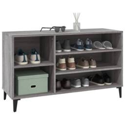 Berkfield Home Shoe Cabinet Grey Sonoma 102x36x60 cm Engineered Wood - Size: 102 x 36 x 60 cm - thumbnail 4