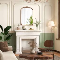 Costway Antiqued Gold Wall Mirror 90 cm x 61 cm Dramatic Arched Mirror - thumbnail 7