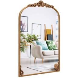 Costway Antiqued Gold Wall Mirror 90 cm x 61 cm Dramatic Arched Mirror