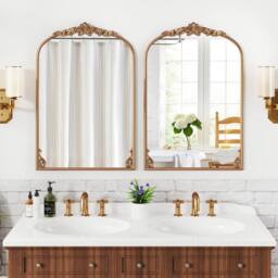Costway Antiqued Gold Wall Mirror 90 cm x 61 cm Dramatic Arched Mirror - thumbnail 6