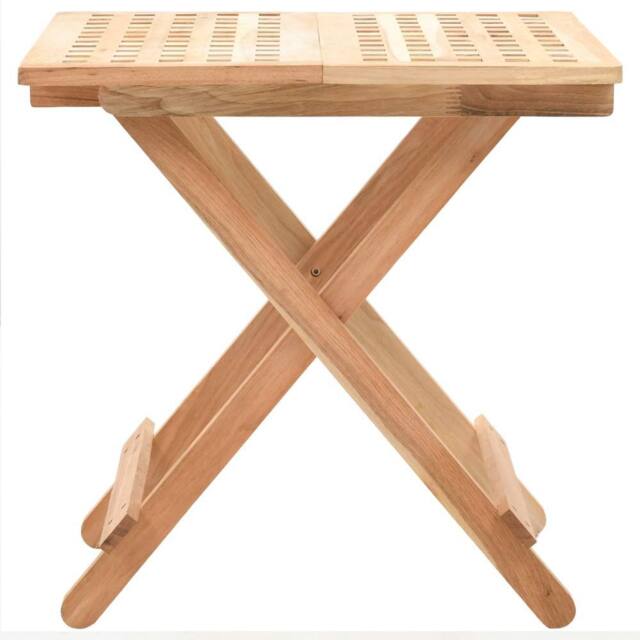 Berkfield Home Beautiful Foldable Side Table Solid Walnut Wood 50x50x49 cm in Beige - Size: 50 x 50 x 49 cm - image 1