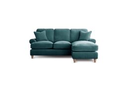 The Great Sofa Company Ezra Right Hand Velvet Chaise Sofa - Scroll Arm in Emerald - Size: Medium - thumbnail 2