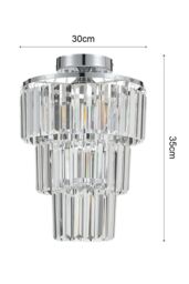 Living and Home Luxury Multi-layer Crystal Flush Mount Chandelier with Chrome Finish in Silver - thumbnail 2