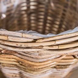 Dibor Traditional Wicker Round Large Lined Basket with Handles H35 x W41cm in Natural - thumbnail 3