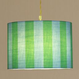 ValueLights Callie Colour Clash Blue & Green Stripe Fabric Drum Lamp Shade - Size: Small - thumbnail 3
