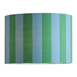 ValueLights Callie Colour Clash Blue & Green Stripe Fabric Drum Lamp Shade - Size: Small - thumbnail 2
