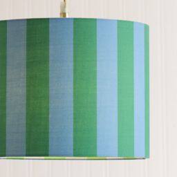 ValueLights Callie Colour Clash Blue & Green Stripe Fabric Drum Lamp Shade - Size: Small - thumbnail 4