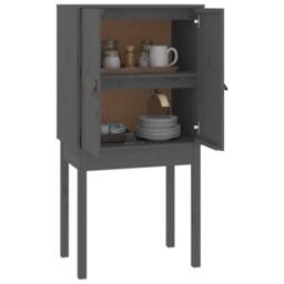 Berkfield Home Highboard Grey 60x40x120 cm Solid Wood Pine - Size: 60 x 40 x 120 cm - thumbnail 4