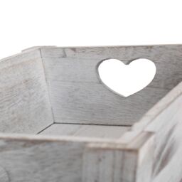 Red Hamper Vintage Heart Cut Handle Wooden Tray in Grey - Size: Small - thumbnail 5